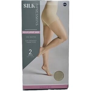 Silk Impressions Medium Support Sheer - High Waisted  - XXXL - 30 Denier - Beige